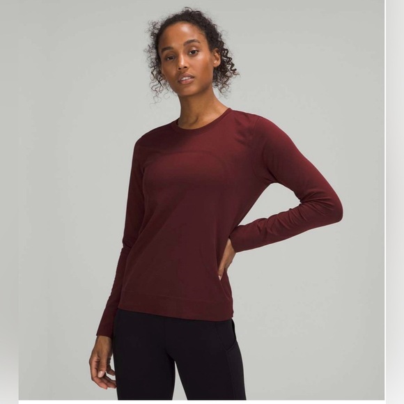 Lululemon Swiftly Breathe Long Sleeve Red Merlot size 8 - Picture 2 of 5